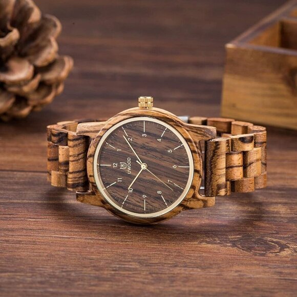 ✨ Leeev Unisex Natural Men Brown Wooden Series 40 mm Gift Box & Band Watches - Picture 4 of 7